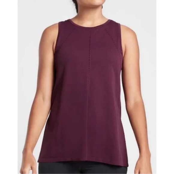 Athleta Foothill Crew Neck Split Back Tank- Small- Burgundy - Picture 2 of 7